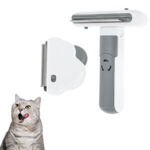 3 in 1 Straight Comb Cat Detangler Brush Undercoat Rake Gray White